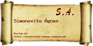 Simonovits Ágnes névjegykártya